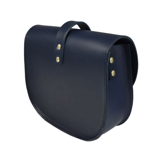 Dark blue leather saddle bag by Natthakur